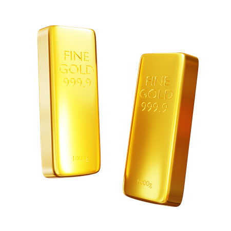 Two Gold Bars  3D Icon