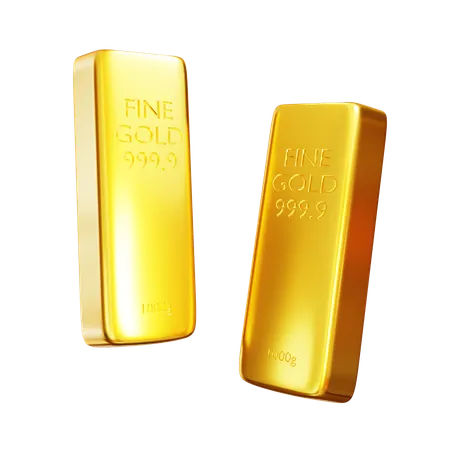 Two Gold Bars 3D Icon