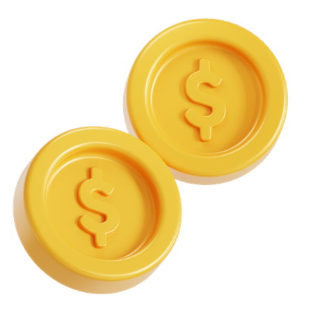 Two Gold Coins  3D Icon