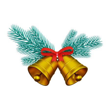 Two golden christmas bells  3D Illustration