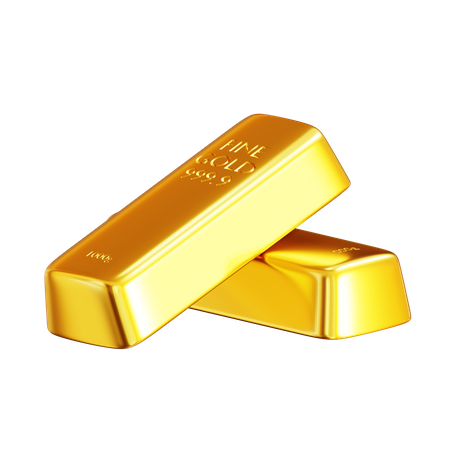 Two Golds Bar Golden Bricks  3D Icon