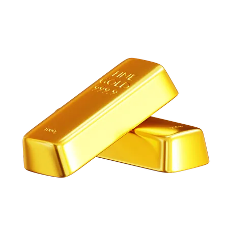 Two Golds Bar Golden Bricks  3D Icon