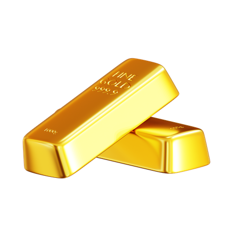 Two Golds Bar Golden Bricks 3D Icon
