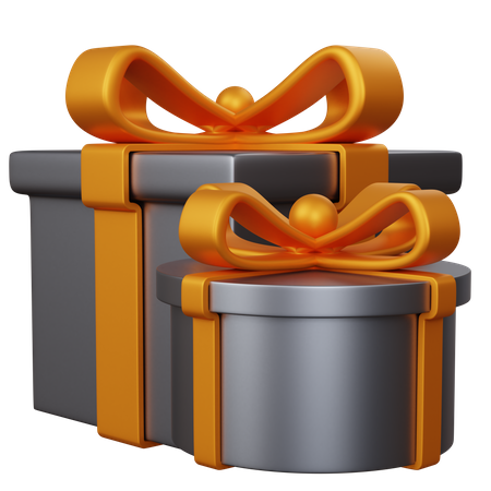 Two Gray Gift Boxes 3D Icon