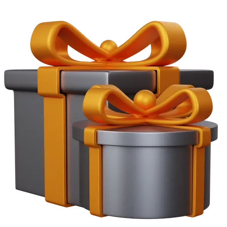 Two Gray Gift Boxes 3D Icon