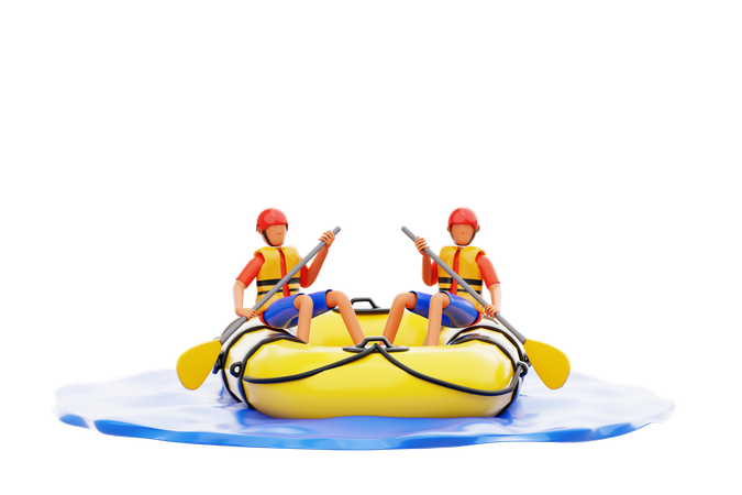 Two Guys Enjoying Boat Rafting  3D Icon