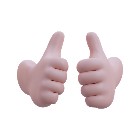 Two Hand Thumbs Up Hand Gesture  3D Icon