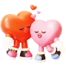 Two Heart Character Kissing