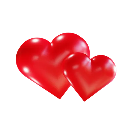 3 D Render Valentine Two Love Heart 3D Icon