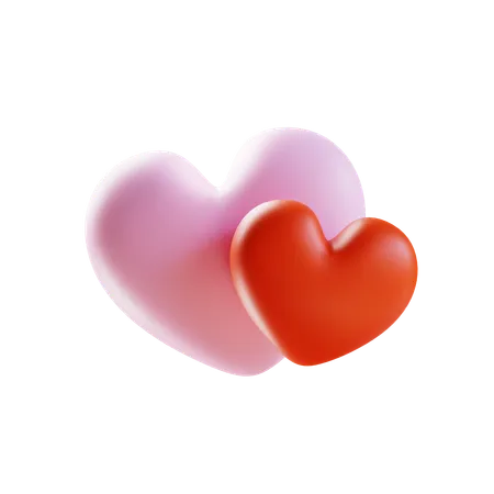 3 D Render Valentines Day Two Love Heart 3D Icon