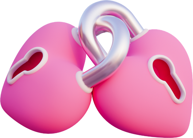 Two Hearts Lock  3D Icon