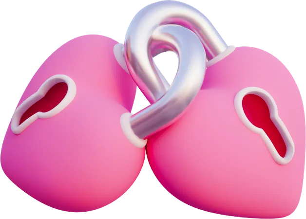 Two Hearts Lock  3D Icon