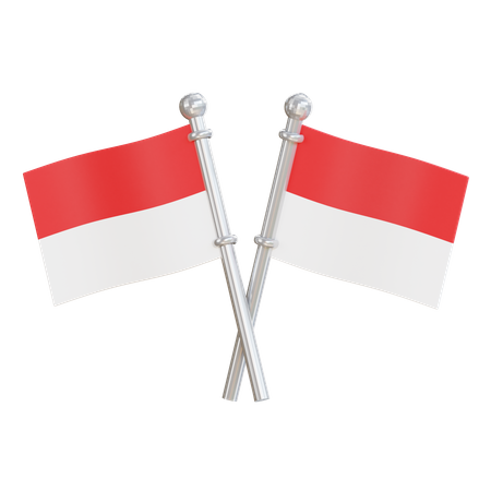 Two Indonesia Flag  3D Icon