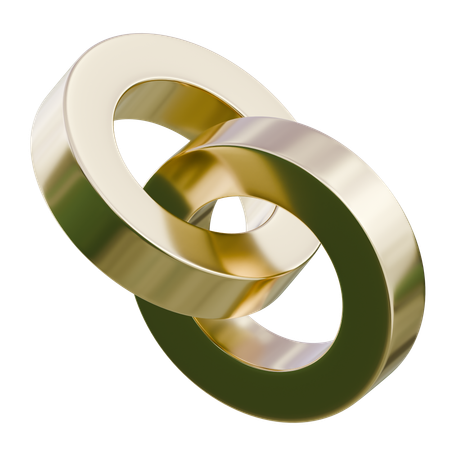 2つの絡み合った金の指輪の抽象的な形  3D Icon