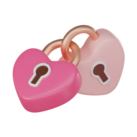 Locked Hearts Perfect Representation Of Romance And Emotional Connection Ideal For Valentines Day Projects 3 D Render Illustration 3D Icon