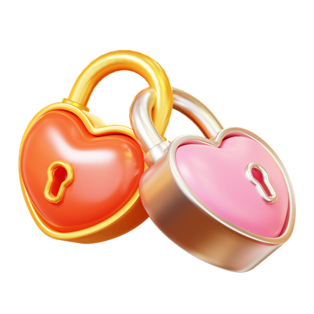 Two Love Padlocks  3D Icon