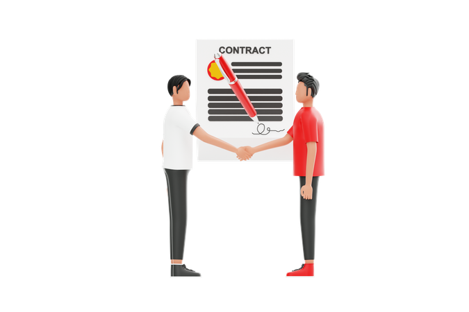 Two Men Doing Business Contract  3D Illustration