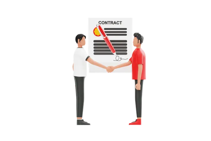 Two Men Doing Business Contract  3D Illustration