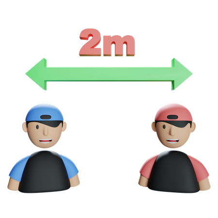 Two Meter Social Distance  3D Illustration