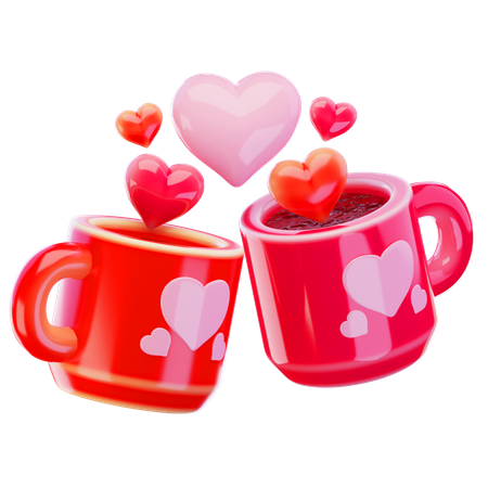 Two Mugs Love  3D Icon