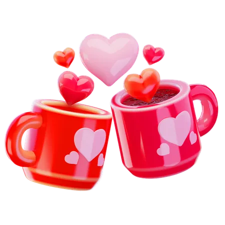 Two Mugs Love  3D Icon