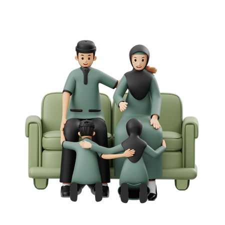 Two Muslim Children Ask For Forgiveness  3D Illustration