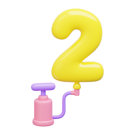 Two Number Balloon  3D Icon