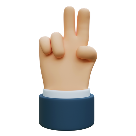 Two Number Counting Finger Hands  3D Icon