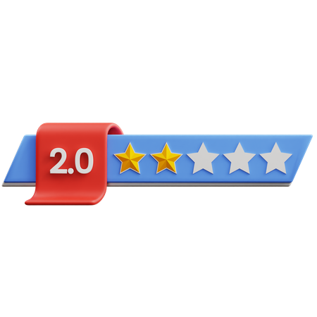 Two Of Five Star Rating  3D Icon