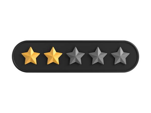 Two of Five Star Rating  3D Icon