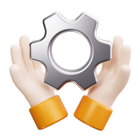 Two people holding gear  3D Icon