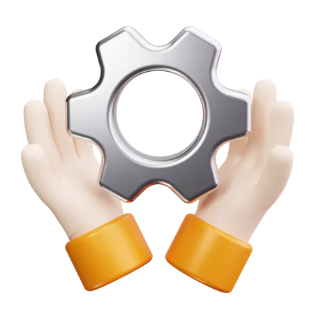 Two people holding gear  3D Icon