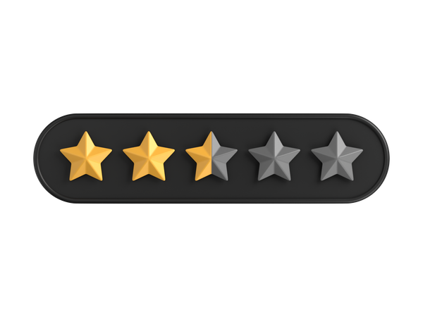 Two Point Five of Five Star Rating  3D Icon