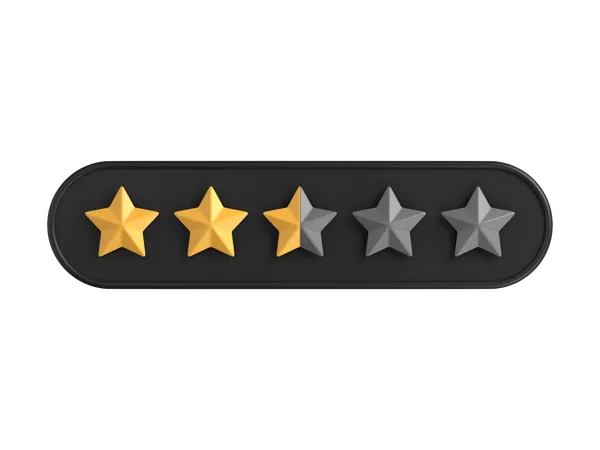 Two Point Five of Five Star Rating  3D Icon