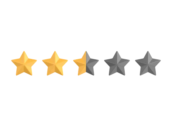 Two Point Five Star Rating 3 D Icon 3D Icon