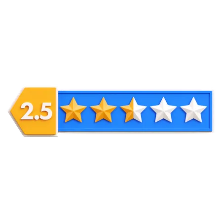 Two Point Five Star Rating  3D Icon