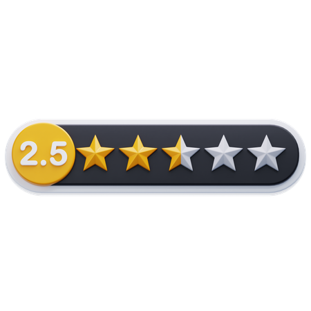 Two Point Five Star Rating  3D Icon