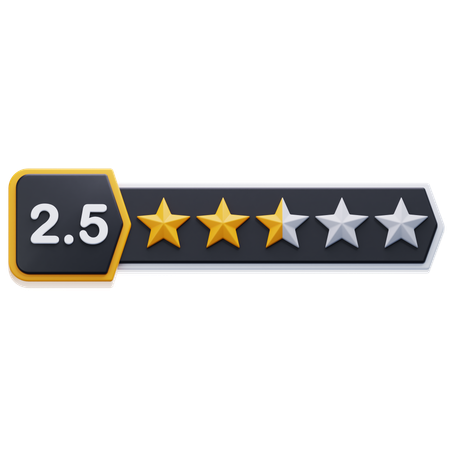 Two Point Five Star Rating  3D Icon