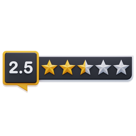 Two Point Five Star Rating  3D Icon