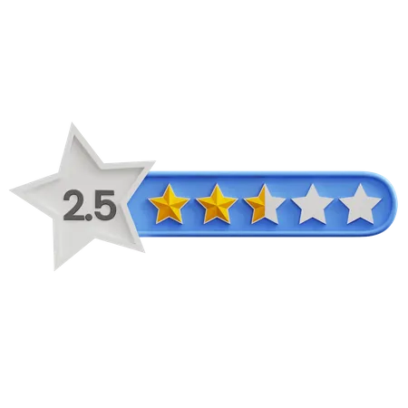 Two Point Five Star Rating  3D Icon