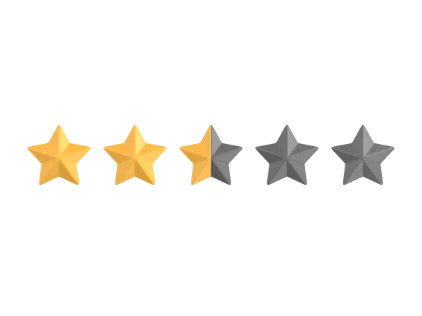 Two Point Five Star Rating  3D Icon