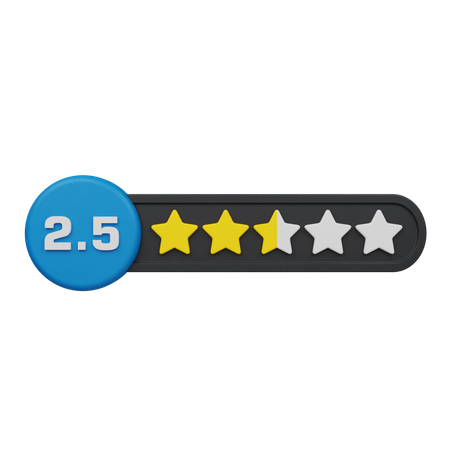 Two Point Five Star Rating Circle Label  3D Icon