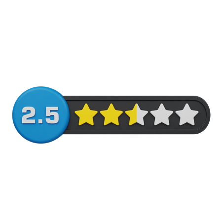 Two Point Five Star Rating Circle Label  3D Icon