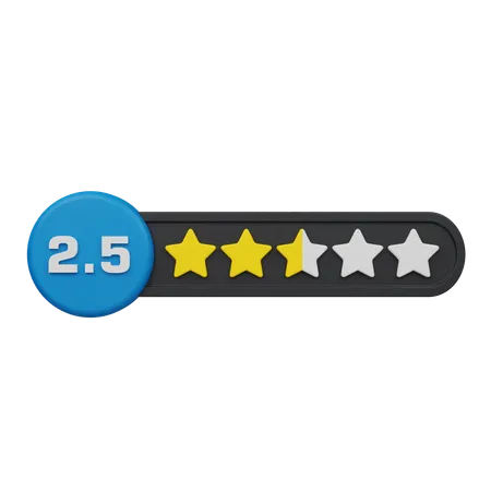 Two Point Five Star Rating Circle Label  3D Icon