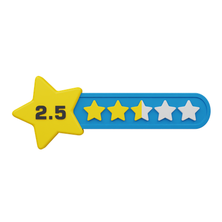 Two Point Five Star Rating Label  3D Icon