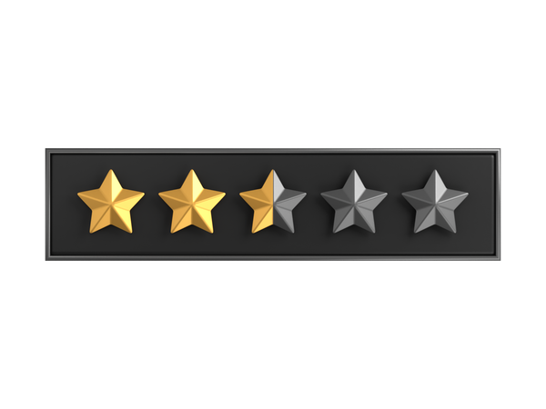 Two Point Five Star Rating Label  3D Icon