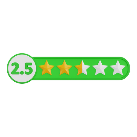 Two Points Five Star Rating  3D Icon