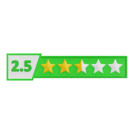Two Points Five Star Rating  3D Icon