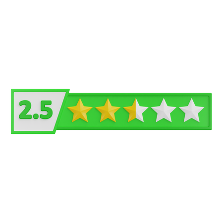 Two Points Five Star Rating  3D Icon