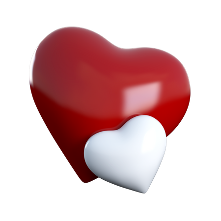 Two Red and White Hearts  3D Icon